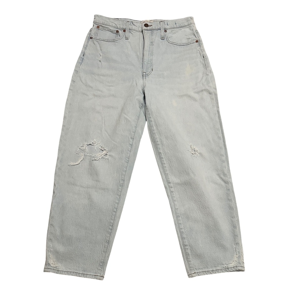 Madewell Balloon Jeans Light Wash Distressed High Rise Tapered Women's 30